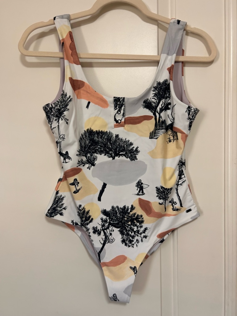 ☀️🌴👙Reversible One-Piece Swimsuit Surfer Girl Print🏄🏽‍♀️💜Lavender Solid👙🌴☀️